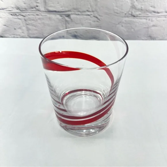 Pier 1 Retired Red Swirl Hand Blown 12 Oz Tumblers Set of 6 - Picture 3 of 8